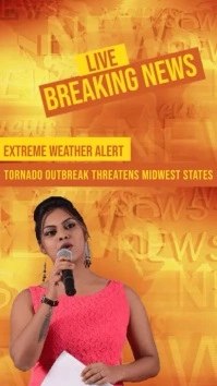 Extreme Weather Alert Breaking News Ekran reklamowy (9:16) template