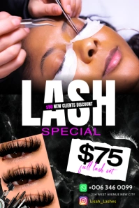 Eye lashes extensions 3d lash spa salon business promotion flyer template for Facebook online post Poster