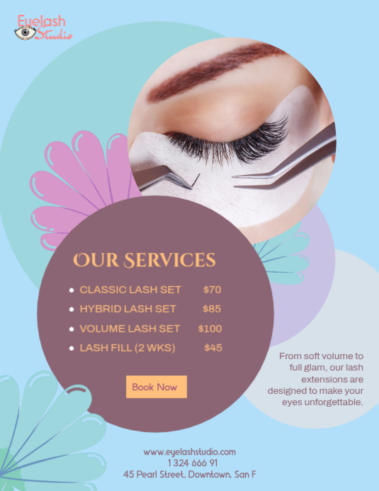 Eyelash Studio Services Flyers Template | PosterMyWall