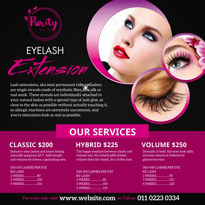 Eyelash Extension Services Ad Template PosterMyWall