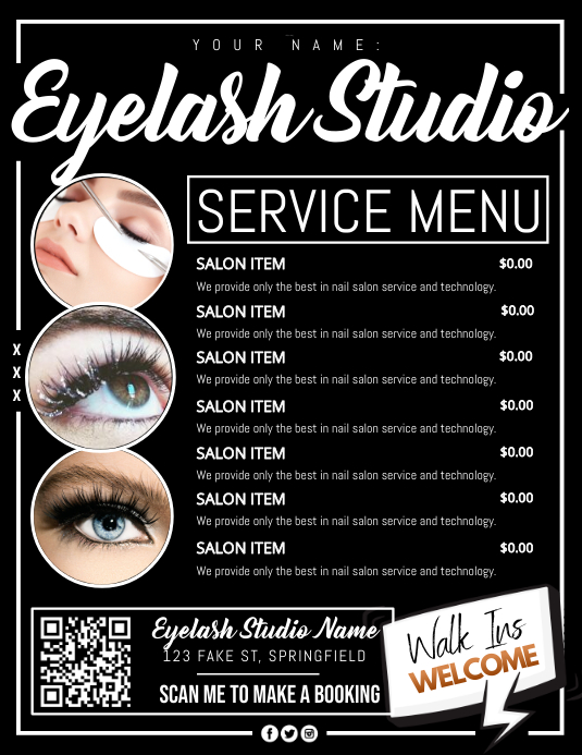 Copy of Eyelash Studio Service Menu Poster PosterMyWall