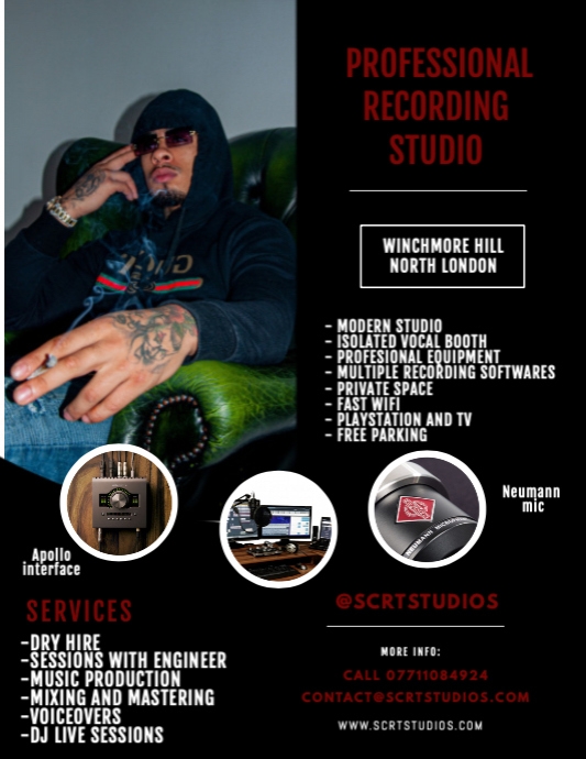 Videostudio Flyer Copy of Copy of Recording Studio Flyer Template | PosterMyWall