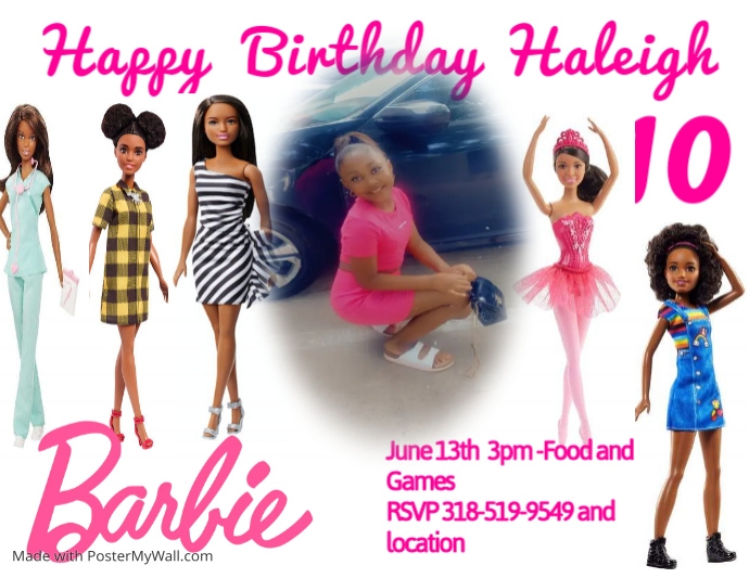 Copy of Black Barbie Birthday Invitation PosterMyWall
