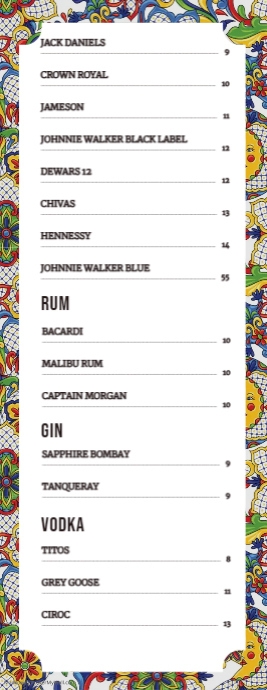 Bar Menu Page 6 template