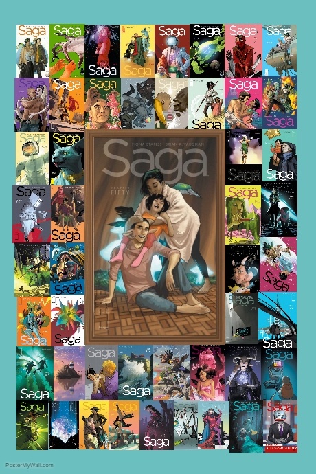 Saga journey to 50th issue Poster template