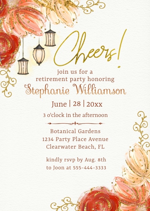 Woman's Retirement Party Invitation A6 template