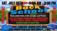 Black Back To School Event Flyer Template | Free Supplies, Food & Games | Colorful Editable Design F
