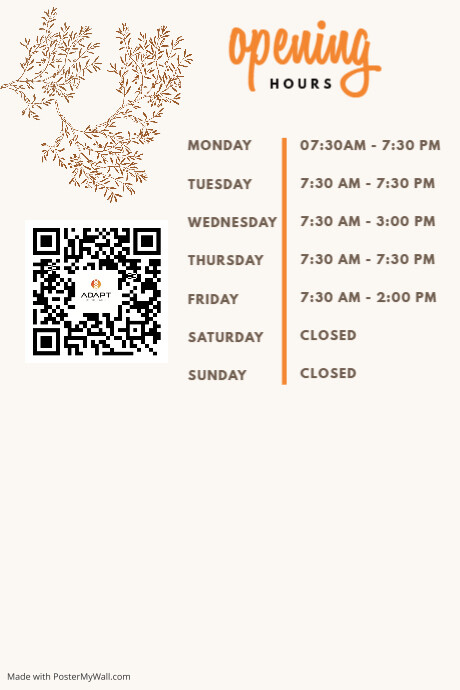 Opening hours poster | PosterMyWall