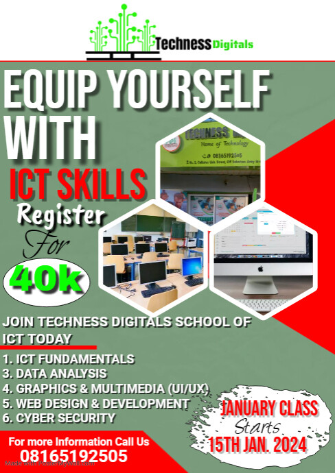 ICT school flyer template A3