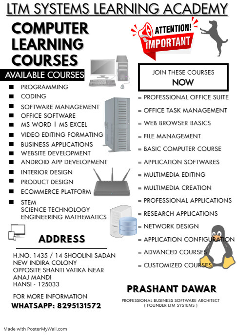 List of Courses Print File( including clipart images) | PosterMyWall