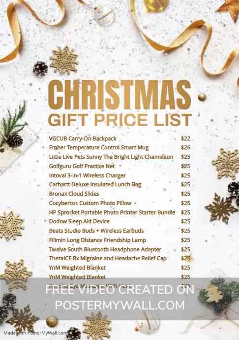 Copy of christmas product list | PosterMyWall