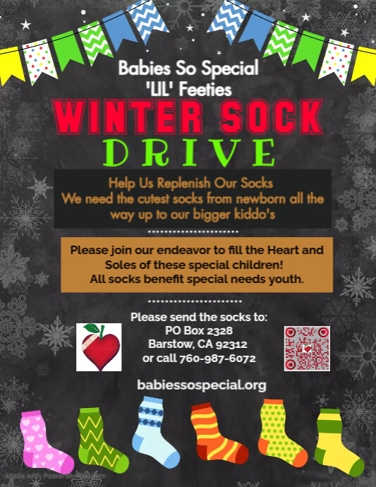Winter clothing sock drive flyer PosterMyWall