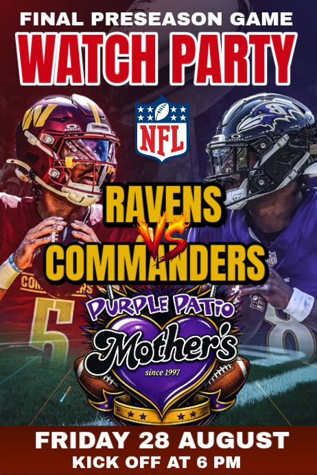 Ravens v Commanders Watch Party - Preseason Week 3