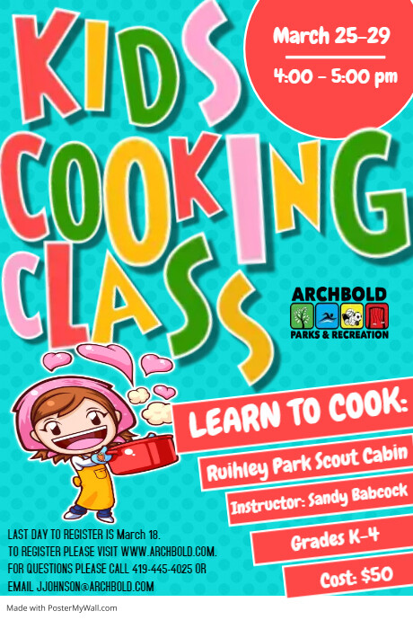 Copy of Kids Cooking Classes Poster | PosterMyWall