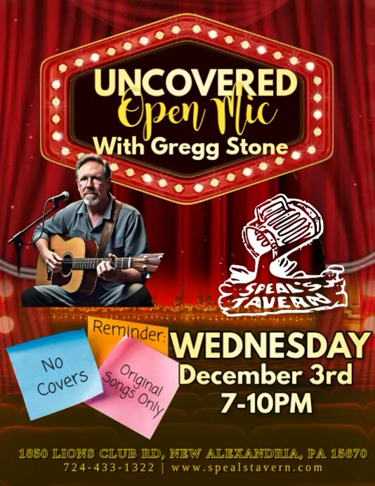 BUCKET NIGHT featuring UNCOVERED OPEN MIC with Gregg Stone