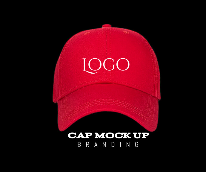 Face cap mock up red medium rectangle template