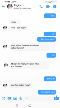 Face messenger chat template for jokes Instagram Story