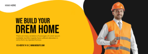 Arancione Construction Company Copertina Facebook Template
