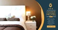 facebook hotel advetisement dark blue and gol template