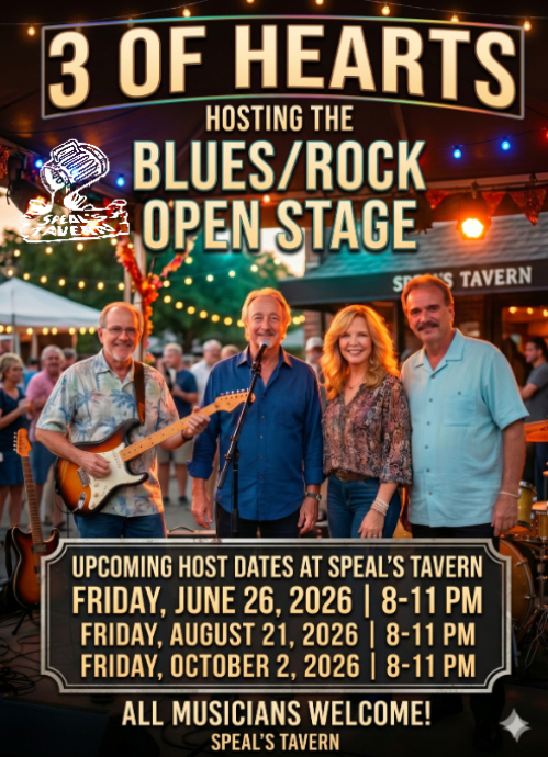 3 of Hearts hosts the Blues/Rock Open Stage at Speal's Tavern
