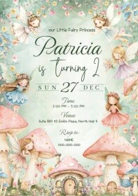 White Fairy Tale Birthday Invitation A4 Template