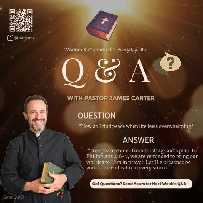 Faith Q&A Flyer Template – Christian Guidance & Scripture Answer Design Instagram Post