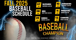 Fall 2025 Baseball Schedule Champion Facebook Shared Image template