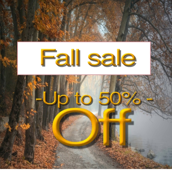 Fall 50 Fall 50% Off sale social media templates | PosterMyWall