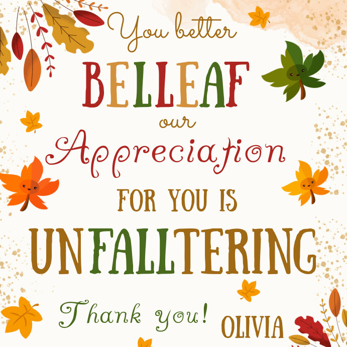 Fall Appreciation Favor Tags, Template | PosterMyWall
