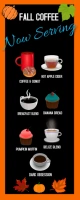 fall, autumn, coffee, cafe, restuarant, menus Roll Up Banner 2' × 5' template