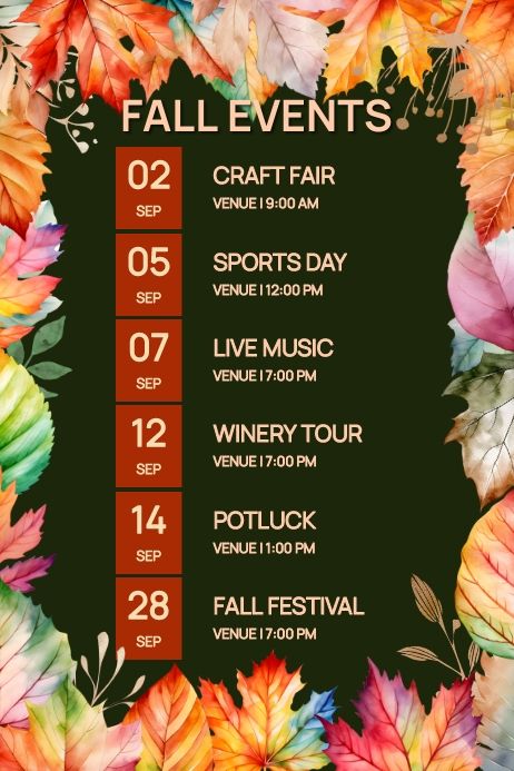 Free Fall Autumn Events Template | PosterMyWall
