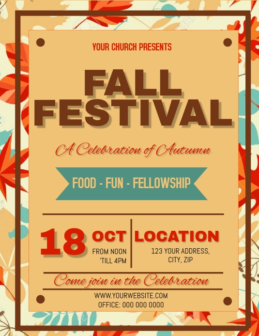 Fall Autumn Festival Church Flyer Template Postermywall