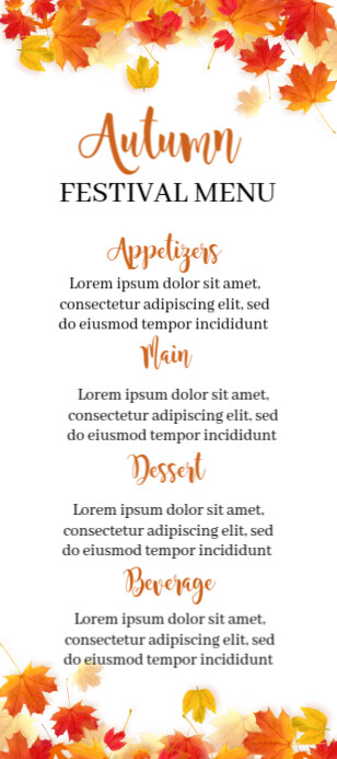 Modèle Fall / Autumn Festival Menu Template | PosterMyWall