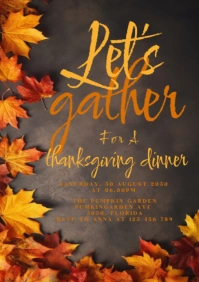 Fall/autumn Leaves thanksgiving invitation A5 template