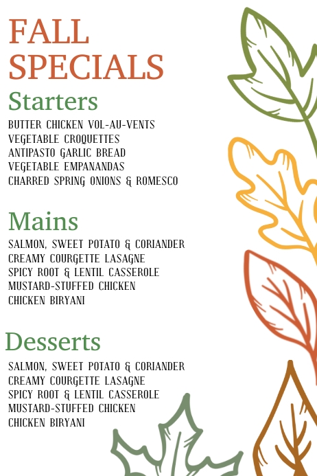 Copy of Fall Autumn Menu Template | PosterMyWall