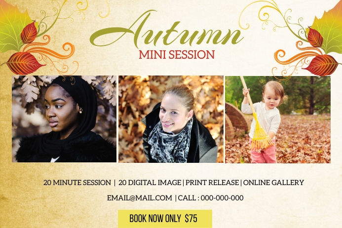 Fall autumn Mini Session Template | PosterMyWall