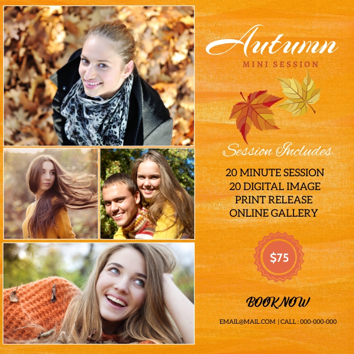 Fall Autumn Photography Mini Session Publicação no Instagram template