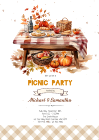 白色 Picnic Party A6 Template