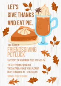 Fall/autumn potluck Friendsgiving invitation A5 template