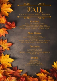 Fall/autumn thanksgiving special menu card A5 template