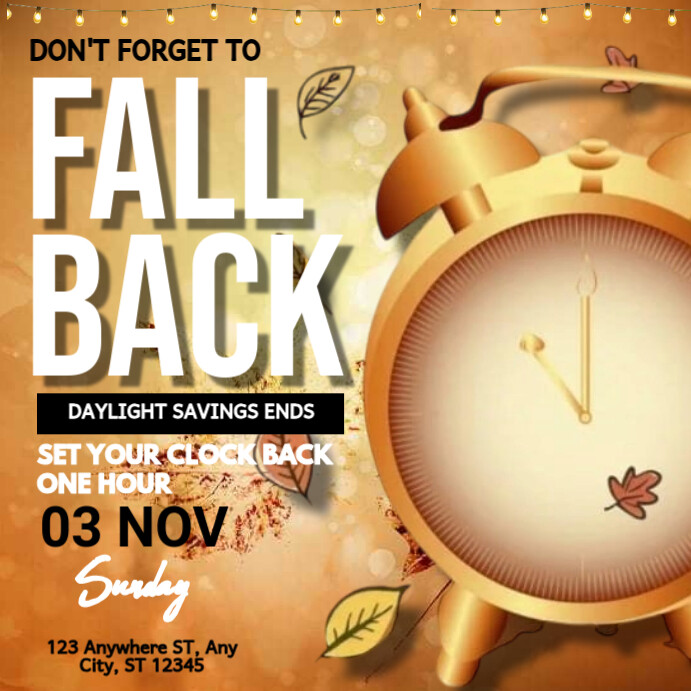 Fall Back Daylight Saving Time End Instagram Post template