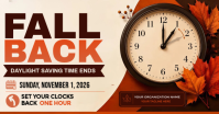 สีน้ำตาล Daylight Saving Time Reminder delt Facebook-billede Template