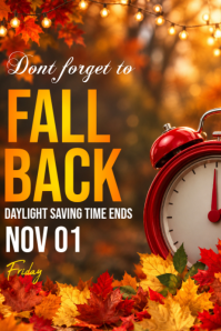 Marrón Daylight Saving Reminder Plakat Template