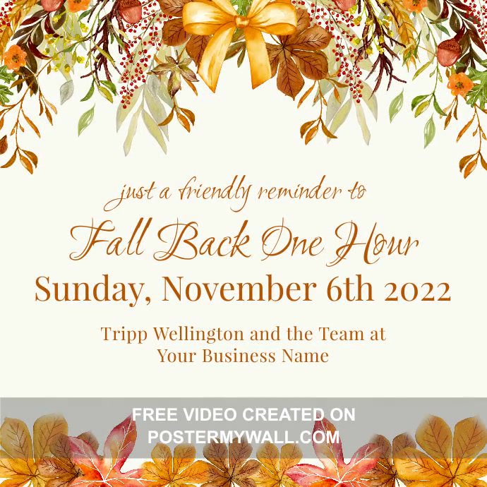 Fall Back Memo Fall Back Daylight Savings Time Reminder | PosterMyWall