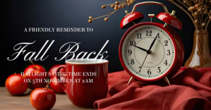 Black daylight saving time reminder Isithombe Esabiwe ku-Facebook Template