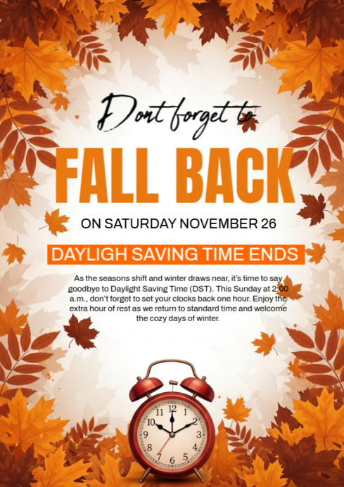 Fall Back Post A4 Template | PosterMyWall