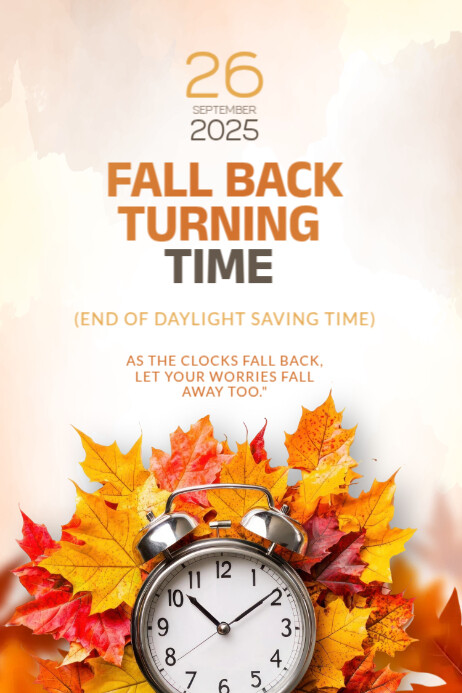 Fall Back Saving Time Poster template