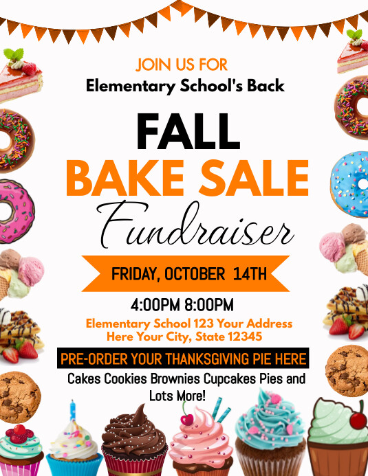 Fall Bake Off Events Fall Bake Sale Fundraiser Template | PosterMyWall