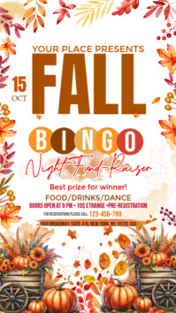 Белый Fall Bingo Night Fundraiser เรื่องราวบน Instagram Template