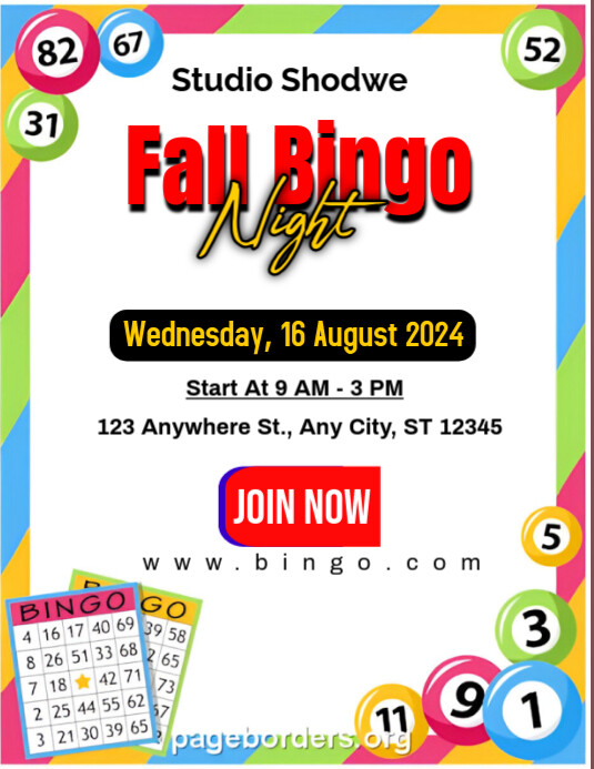 fall bingo night Pamflet (VSA Brief) template